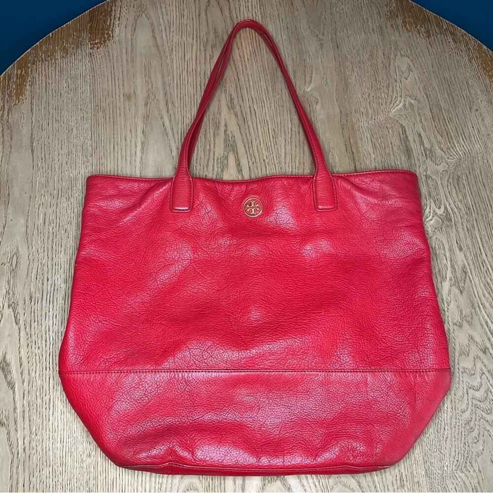 Tory Burch Michelle Tote Large Cherry Red Shoulder Bag Purse
